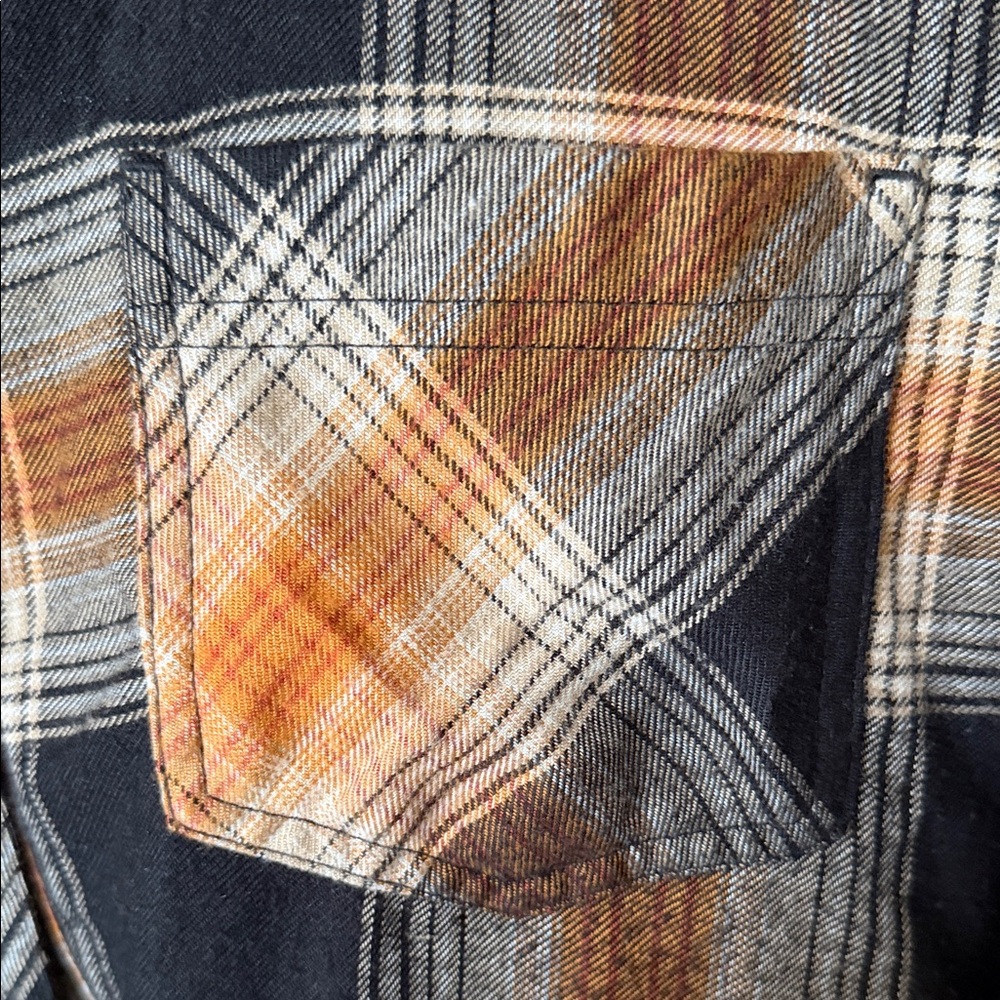 Maurices Checkered Button Down Shirt - Black, Brown, White - Picture 3 of 8